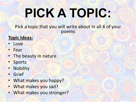 💣 Poem topics to write about. 127 Creative Poetry Writing Prompts. 2022-10-07