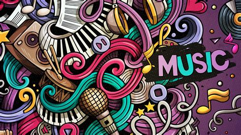 Wallpaper Music, Doodles, Colorful, Musical Instruments, - Doodle Wallpaper Hd Iphone - 1366x768 ...