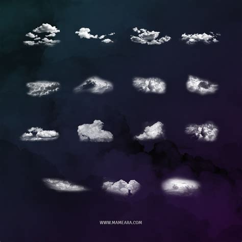 Free Cloud Brush Set - 15 High Resolution Photoshop Cloud Brushes | Photoshop cloud, Free cloud ...