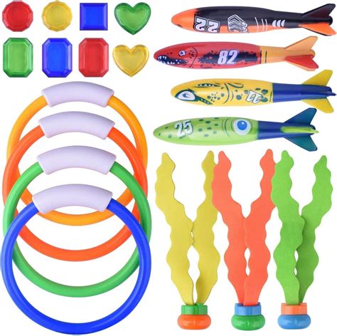 Diving Toys for Pool for Kids - Hamkaw 19 pcs Dive Underwater Toys ...