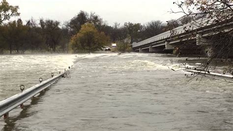 Brazos River bridge flooded in Pecan Plantation, TX - YouTube