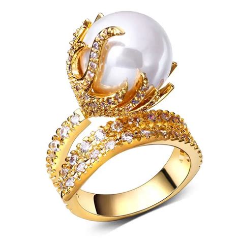 Pearls rings with Zircon crystal ring Womens jewellery Luxury unique designer rings 18k gold ...