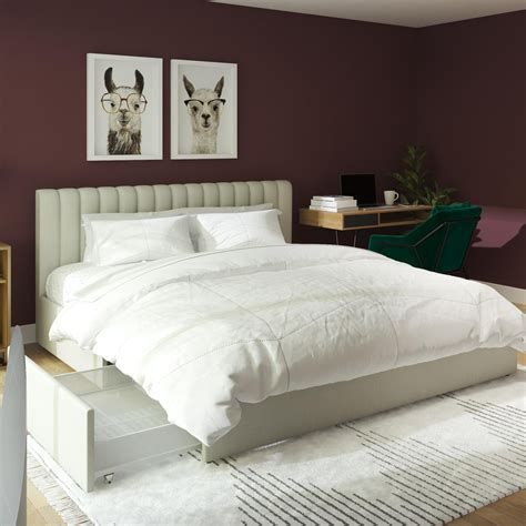 Novogratz Brittany Upholstered Bed with Storage Drawers, King, Gray - Walmart.com