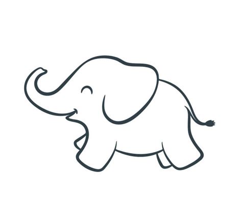 Baby Elephant Outline Drawing