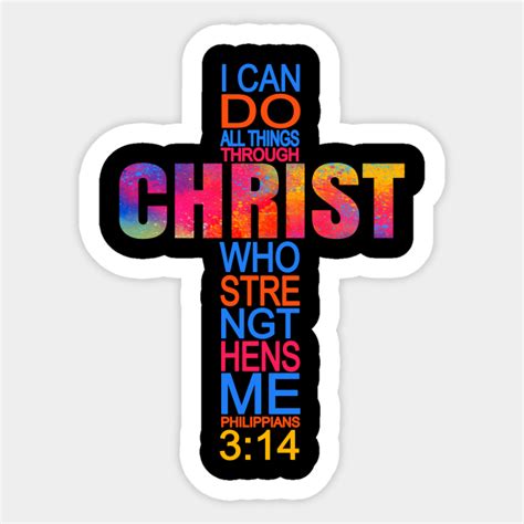 Philippians 4:13 Christian Bible Verse Cool Cross Men Women - Christian Gift - Sticker | TeePublic