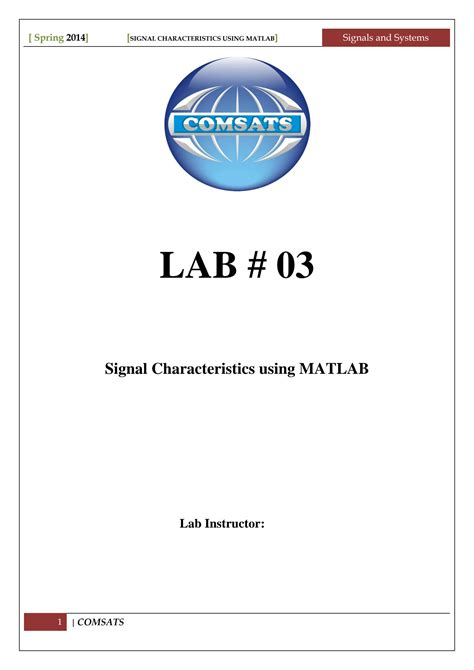 SOLUTION: Signals and systems lab 03 matlab signal characteristics using matlab - Studypool