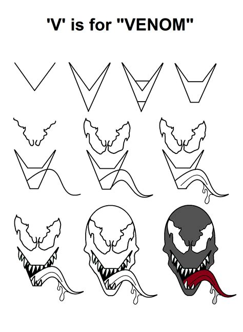 Drawing Venom Step By Step at Drawing Tutorials