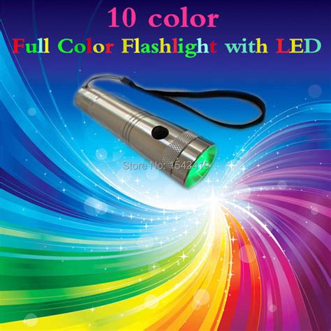 10 color Flashlight with LED Colorful automatic color burst flash flashlight Portable Will ...