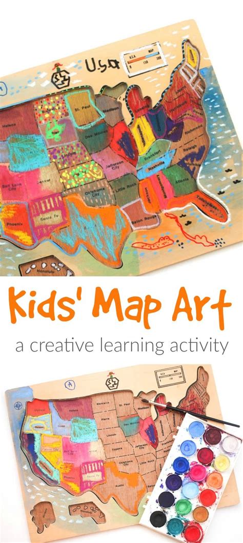 Kids Map Art – A Creative Learning Activity | Maps for kids, Map art ...