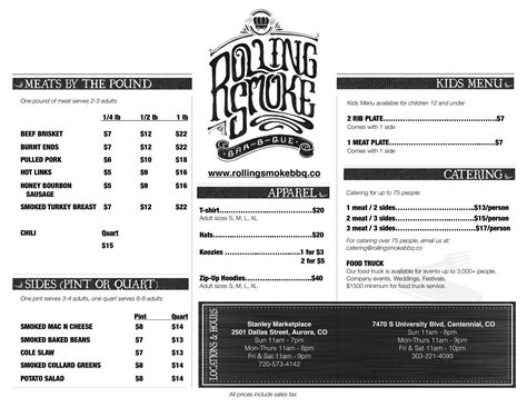 Rolling Smoke BBQ menu in Centennial, Colorado, USA