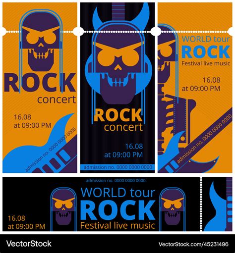 Rock music festival tickets templates for live Vector Image