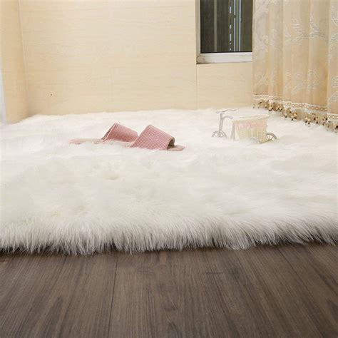 Wendana Faux Fur Rug White Soft Fluffy Rug Shaggy Rugs Faux Sheepskin Rugs Floor Carpet for ...