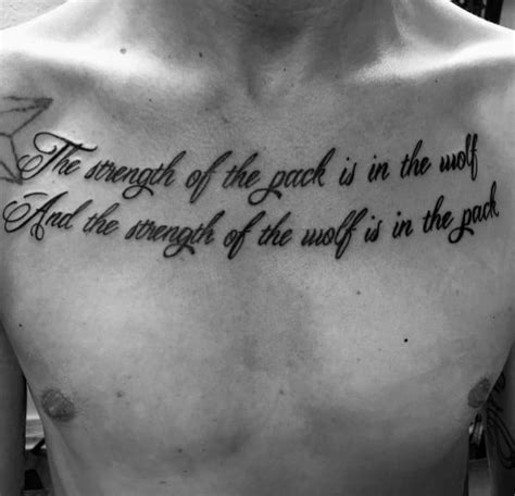 50 Chest Quote Tattoo Designs For Men - Phrase Ink Ideas