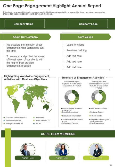 Engagement Highlight Annual Report PDF DOC PPT Document Report Template | Presentation Graphics ...