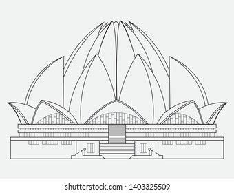 Lotus Temple Line Art Delhi India Stock Vector (Royalty Free) 1403325509 | Shutterstock