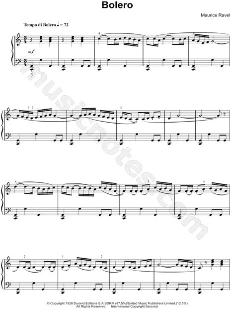 Maurice Ravel "Bolero" Sheet Music (Piano Solo) in C Major ...