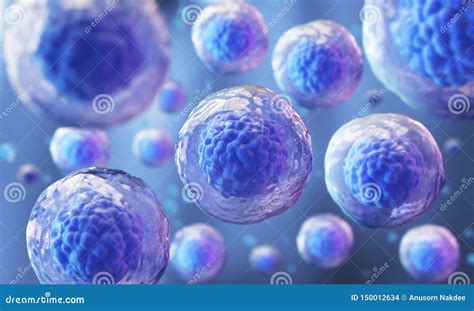 Microscope of Cell, Embryonic Stem Cells, Cellular Therapy and Regeneration 3d Illustration ...