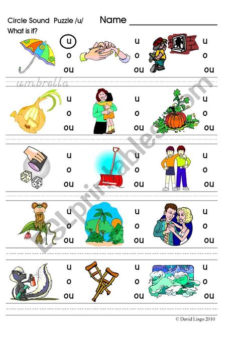 Circle Sound Puzzle 12: phonics the /u/ sound - ESL worksheet by David ...