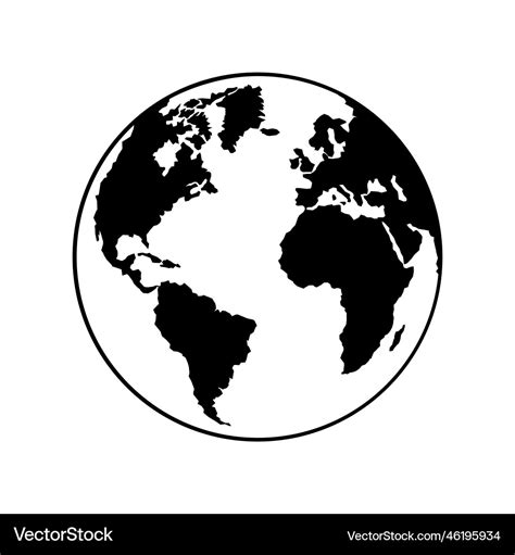 Planet earth globe world silhouette icon Vector Image