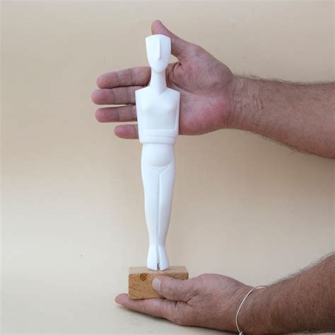 Greek Cycladic Figurine Statue Handsculpted on White Marble, Minimalist ...