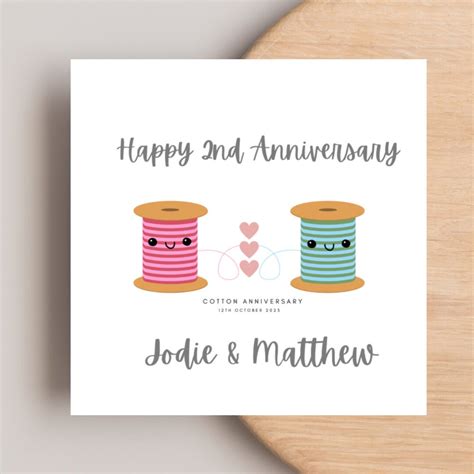 Two Year Wedding Anniversary Card Cotton Anniversary Card - Etsy