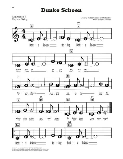 Danke Schoen by Wayne Newton Sheet Music for E-Z Play Today at Sheet Music Direct