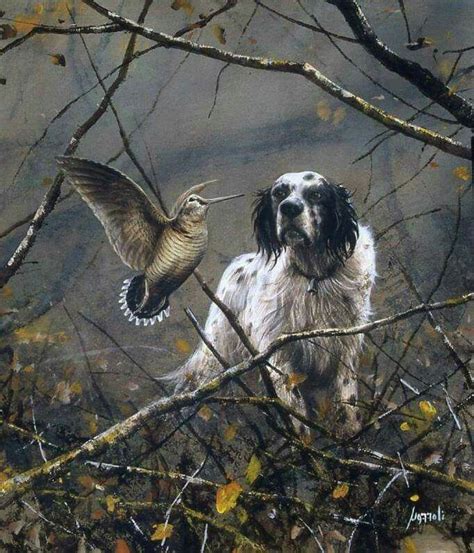 Hunting painting, English setter dogs, Hunting art