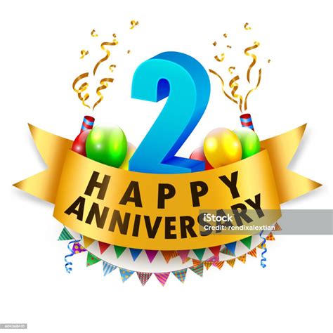 Happy 2nd Anniversary Celebration stock vector art 604368410 | iStock