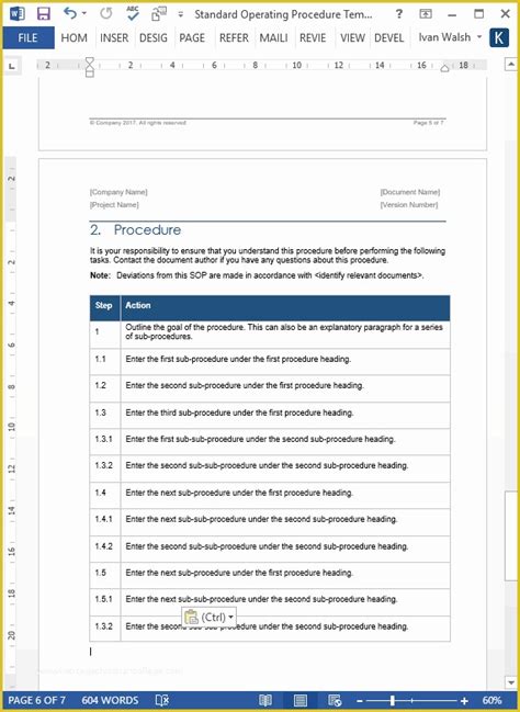 Procedure Manual Template Word Free Of Standard Operating Procedures Templates Ms Word Excel ...