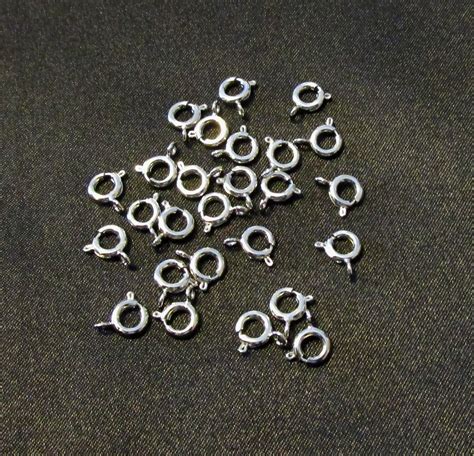 Bulk 25 Spring Ring Clasps Round Silver Tone 7mm Great for Jewelry ...