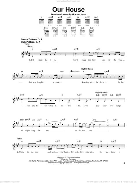 Our House sheet music for guitar solo (chords) (PDF-interactive)