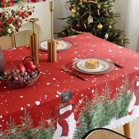 Fadcaer Christmas Table Cloth, Red Christmas Tablecloth, Christmas ...