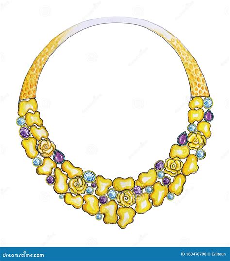 Jewelry Design Art Gold Necklace. Stock Illustration - Illustration of ...