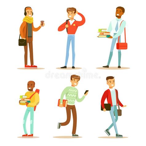 College Students Characters Set Stock Vector - Illustration of cartoon ...