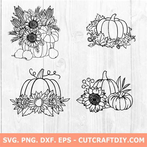 Sunflower Pumpkin SVG, Fall SVG Bundle, Fall SVG, Autumn Svg