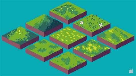 Isometric grass tile study, some of my newer work : r/PixelArt