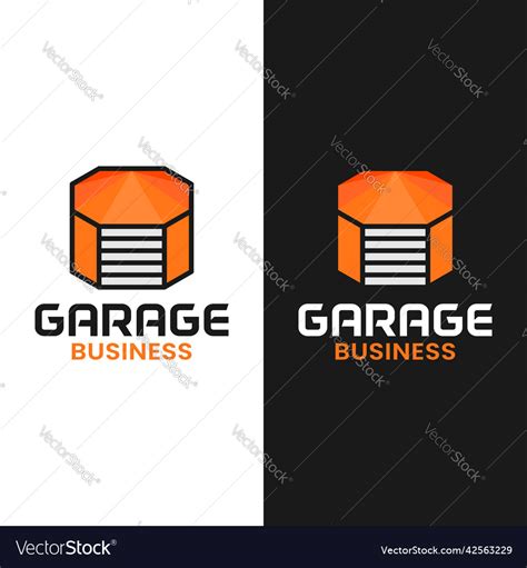 Orange garage in octagon shape logo design Vector Image