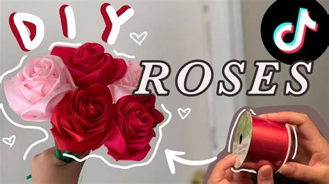 TIKTOK RIBBON ROSE FLOWER TUTORIAL ~ valentines day gift idea ♡ - YouTube