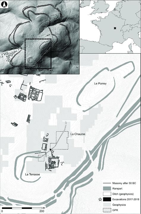 Topographic map of Bibracte oppidum/Mont Beuvray. Details of La... | Download Scientific Diagram