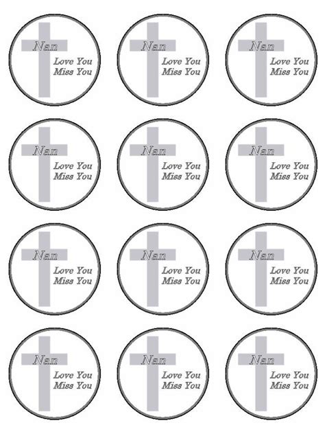 Nan Love You Miss You Memorial funeral edible printed Cupcake Toppers