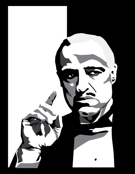 The Godfather - elegant black and white illustration of Don Vito ...