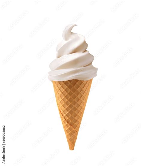 Realistic soft ice cream waffle cone. Soft serve ice cream, 3d vector ...