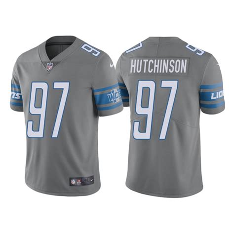 Men's Detroit Lions #97 Aidan Hutchinson Grey Vapor Untouchable Limited Stitched Jersey [NFL ...