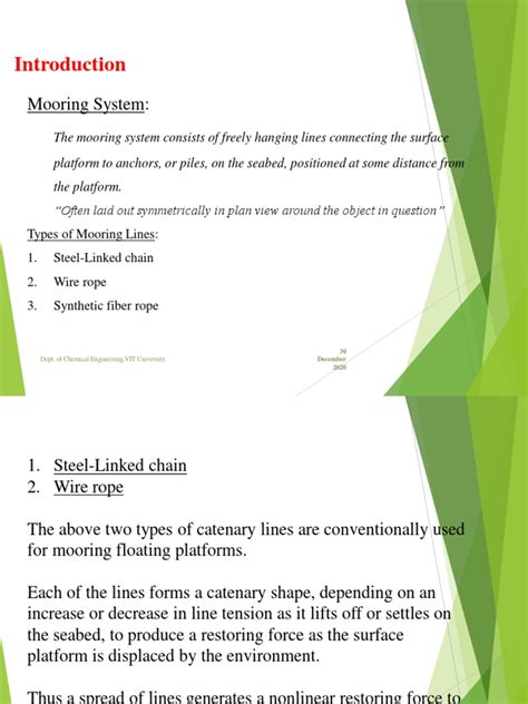 Mooring System:: Types of Mooring Lines: 1. Steel-Linked Chain 2. Wire Rope 3. Synthetic Fiber ...