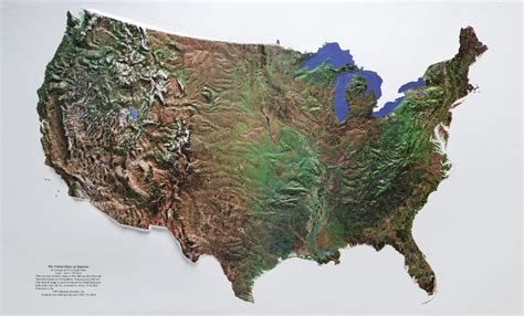 Satellite Image Raised Relief Map of the United States | Relief map, Satellite image, United ...