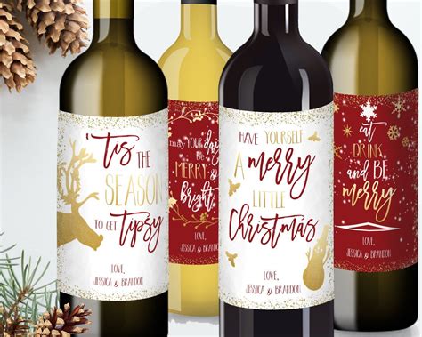 Christmas Wine Label Printable Gift Sticker By Printablewisdom | My XXX Hot Girl