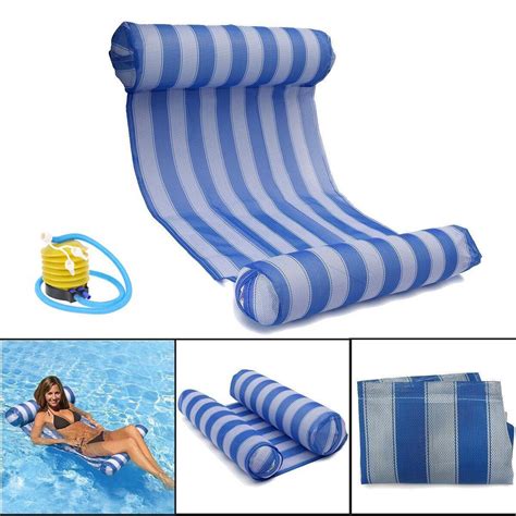 OUTERDO Water Hammock Pool Lounger Float Hammock Inflatable Rafts Swimming Pool Air Lightweight ...