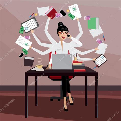 Free Clipart Busy Office Woman