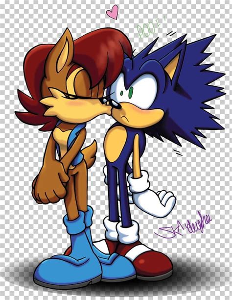 Sonic The Hedgehog Princess Sally Acorn Love Romance Kiss PNG - anime, art, bird, cartoon ...