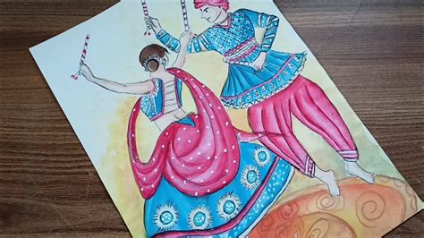 🥢easy navratri special dandiya painting by using watercolor🥢 | navratri ...